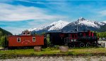 WPYR 909 Caboose with WPYR 1 - Rotary snowploy, and WPYR 52 - Steam Locomotive